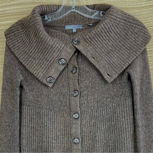 Vince Merino Wool/Baby Alpaca Blend Brown Cardigan Sweater Collared Size XS - Picture 10 of 12